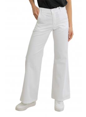 Pantalone chino in cotone con elastico dietro leggero palazzo